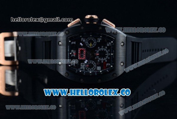 Richard Mille RM 011 Felipe Massa Chronograph Swiss Valjoux 7750 Automatic PVD Rose Gold Case with Black Dial Arabic Numeral Markers and Black Rubber Strap - Click Image to Close